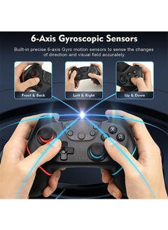 Garlo Controller for Switch, Wireless Pro Controller for Switch/Switch Lite/Switch OLED, Remote Gamepad with Joystick, Adjustable Turbo Vibration, Ergonomic Non-Slip - Black.  - Image 5