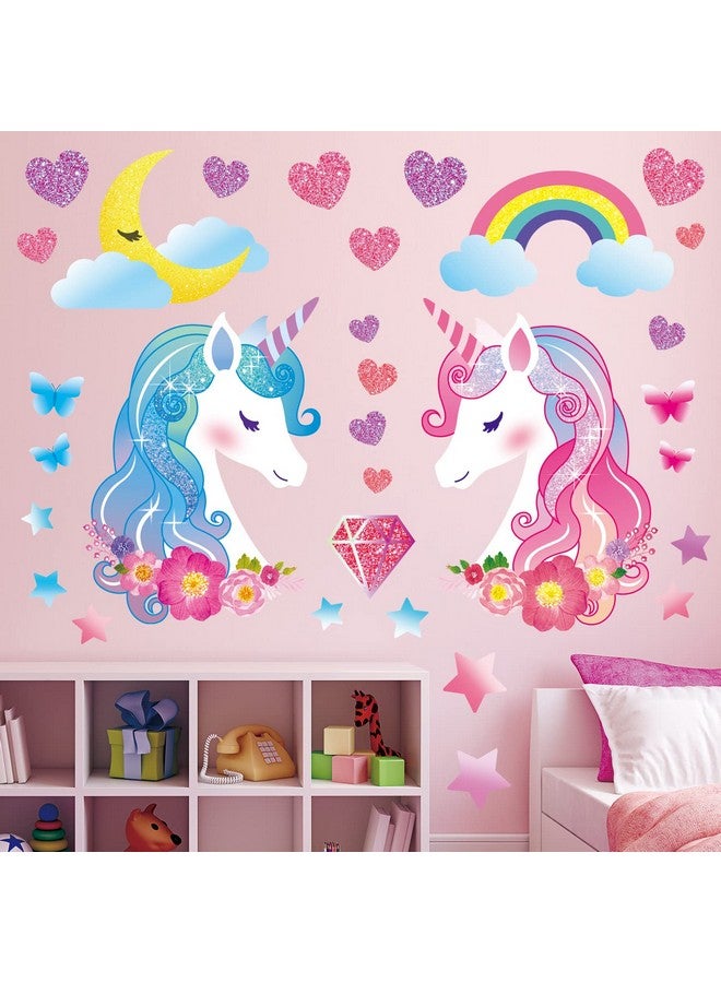 Decowall Ds88068 Unicorn Wall Stickers Decals Kids Bedroom Décor Girls Room Pink Furniture For Toddler Decorations Princess Poster Art Baby Nursery - Image 1