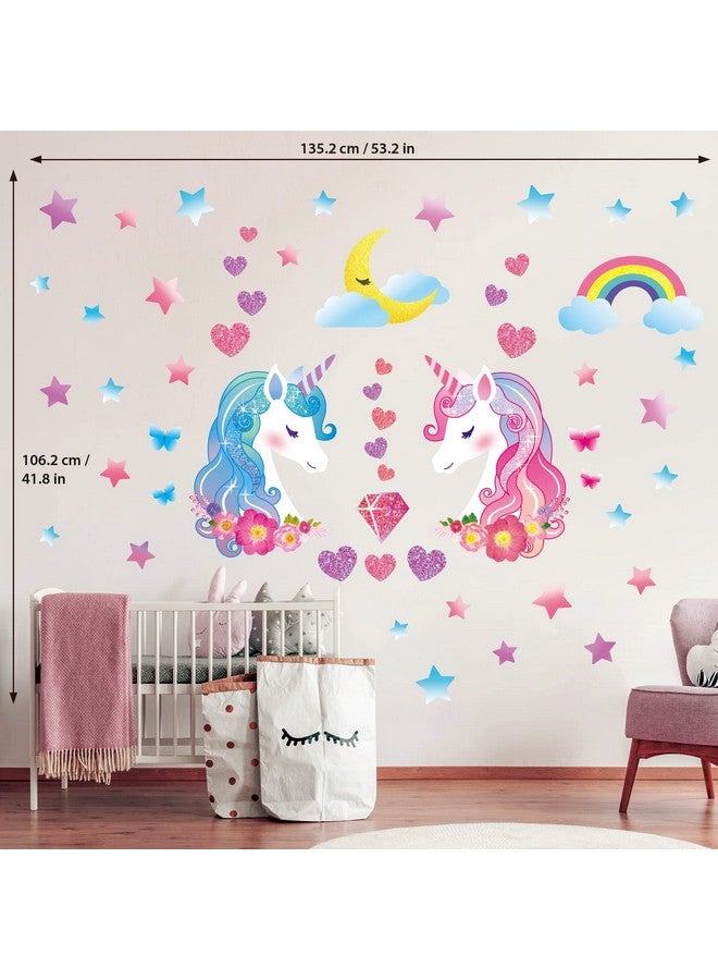Decowall Ds88068 Unicorn Wall Stickers Decals Kids Bedroom Décor Girls Room Pink Furniture For Toddler Decorations Princess Poster Art Baby Nursery - Image 5
