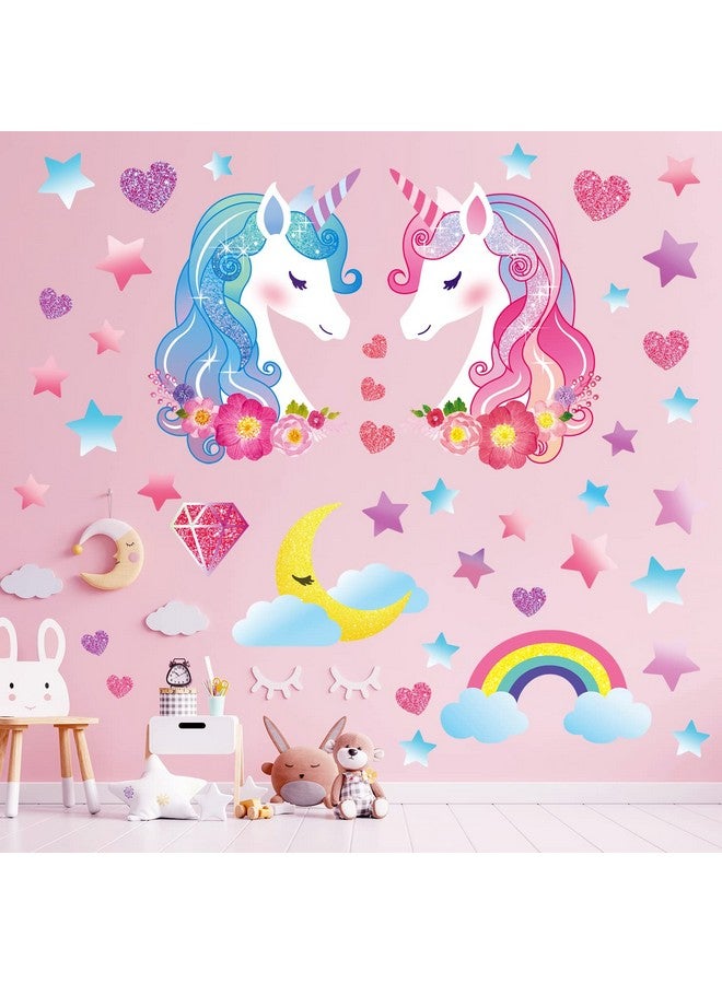 Decowall Ds88068 Unicorn Wall Stickers Decals Kids Bedroom Décor Girls Room Pink Furniture For Toddler Decorations Princess Poster Art Baby Nursery - Image 2