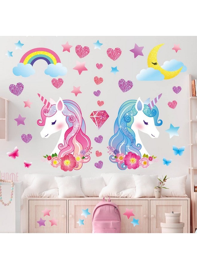 Decowall Ds88068 Unicorn Wall Stickers Decals Kids Bedroom Décor Girls Room Pink Furniture For Toddler Decorations Princess Poster Art Baby Nursery - Image 3