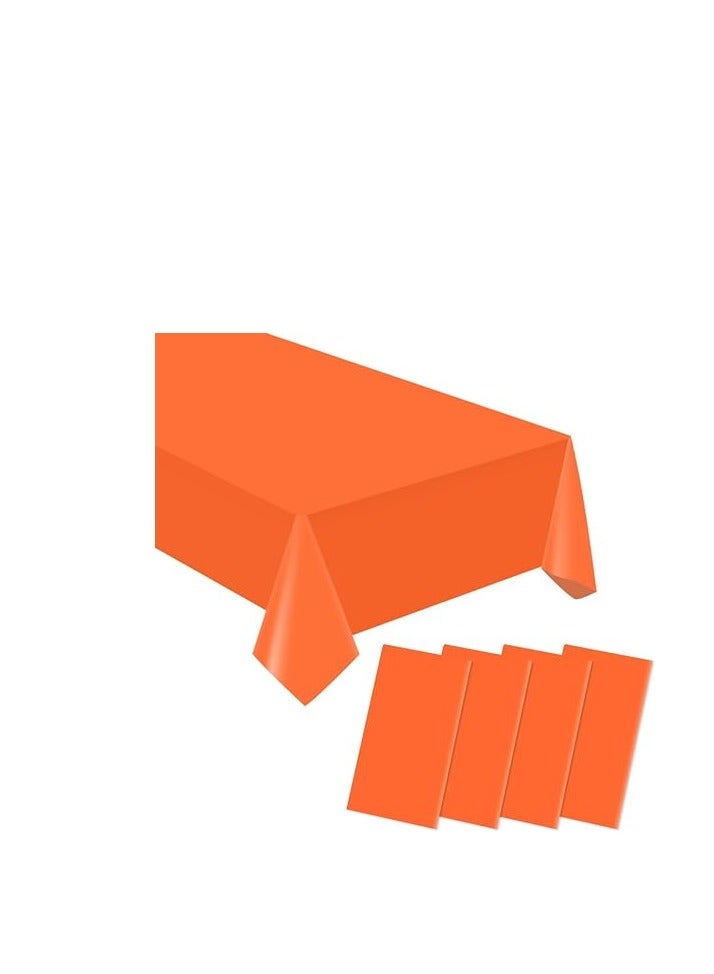 Disposable Plastic Tablecloth for Rectangle Table 137x183cm Perfect for Bridal Shower, Wedding, Birthday Party Decorations (Orange)  - Image 1
