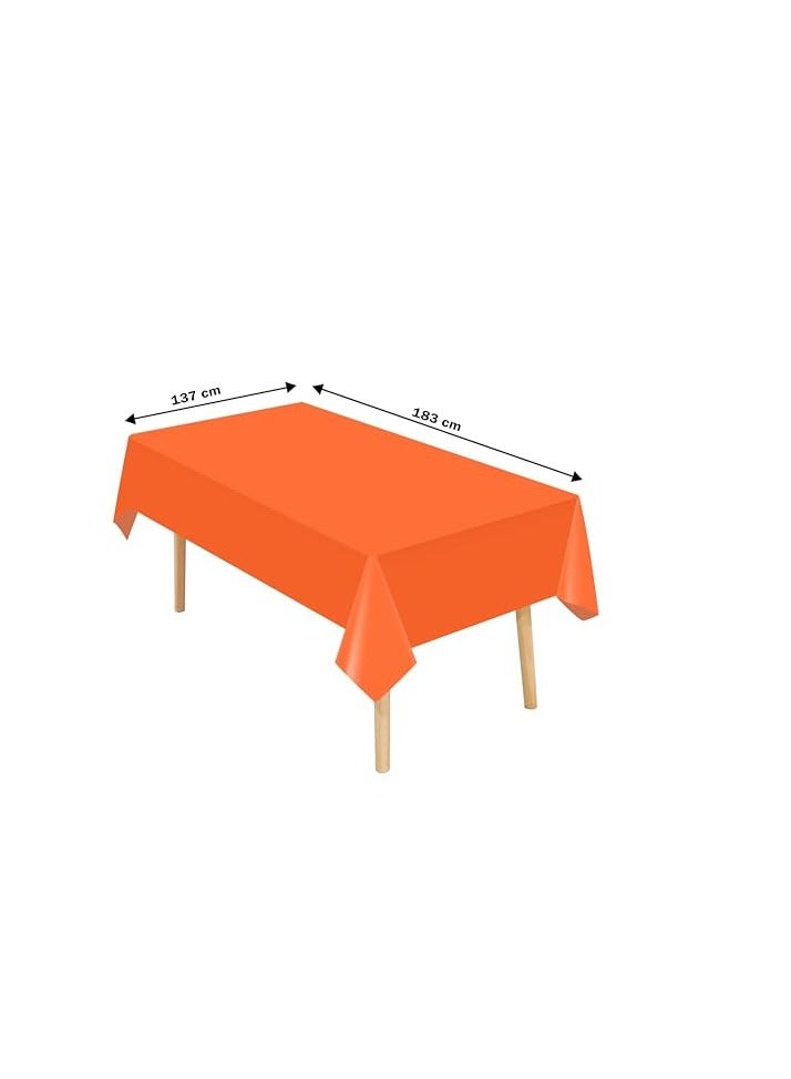 Disposable Plastic Tablecloth for Rectangle Table 137x183cm Perfect for Bridal Shower, Wedding, Birthday Party Decorations (Orange)  - Image 2