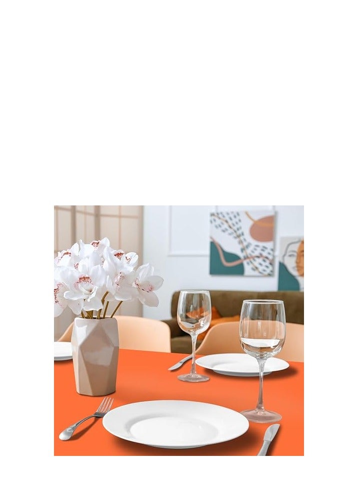 Disposable Plastic Tablecloth for Rectangle Table 137x183cm Perfect for Bridal Shower, Wedding, Birthday Party Decorations (Orange)  - Image 5
