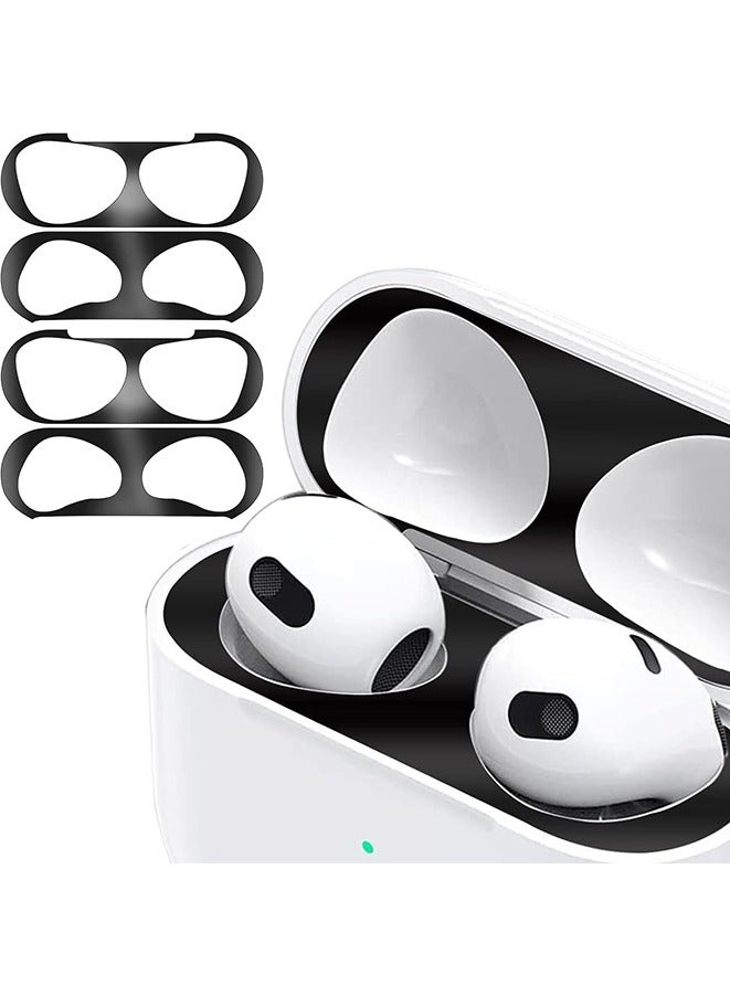 Dust Guard Compatible with AirPods 4 Case - 2 Sets Ultra Slim Metal Dust Protection Sticker (Black)  - Image 1