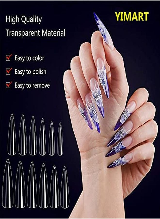 Yimart Tiletto False NailsLengthen Sharp False Nail TipsEasy Coffin NailsYimart 240Pcs/Box Xl Lengthen Stiletto False Nails Oval Stiletto Sharp Full Nail Tips Acrylic  Gel Full Cover Nail Art Tips Decoration Nails Salon (Natural With Box)  - Image 4