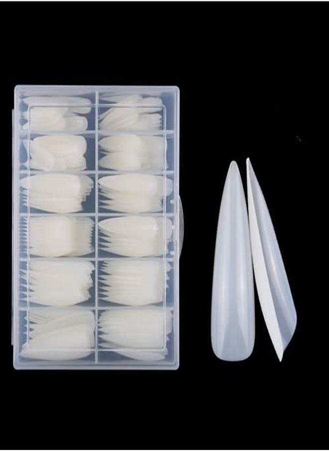 Yimart Tiletto False NailsLengthen Sharp False Nail TipsEasy Coffin NailsYimart 240Pcs/Box Xl Lengthen Stiletto False Nails Oval Stiletto Sharp Full Nail Tips Acrylic  Gel Full Cover Nail Art Tips Decoration Nails Salon (Natural With Box)  - Image 1