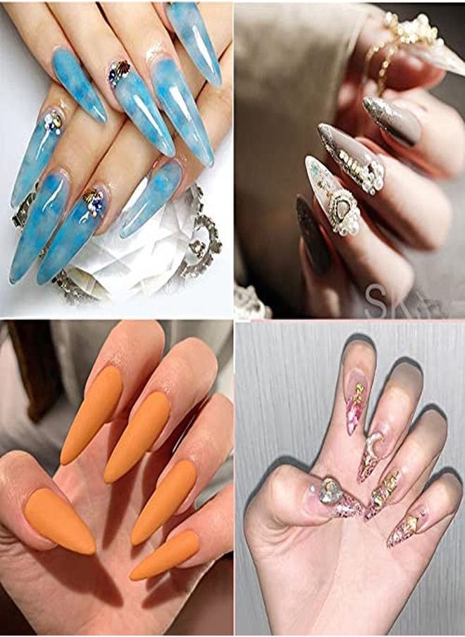 Yimart Tiletto False NailsLengthen Sharp False Nail TipsEasy Coffin NailsYimart 240Pcs/Box Xl Lengthen Stiletto False Nails Oval Stiletto Sharp Full Nail Tips Acrylic  Gel Full Cover Nail Art Tips Decoration Nails Salon (Natural With Box)  - Image 3
