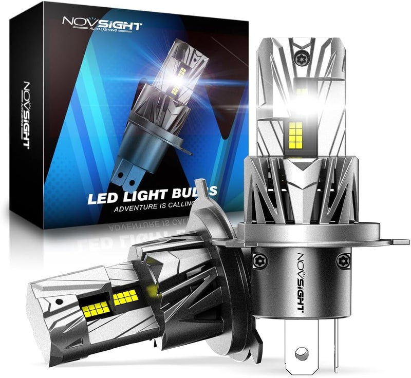 NOVSIGHT H4 LED Headlight Bulb - 32000LM 1:1 Size H4 Headlight Bulb, 800% 6500K Cool White Super Bright Conversion Kit, Plug and Play,IP68 Waterproof,Pack of 2 - Image 1