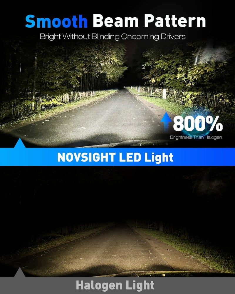 NOVSIGHT H4 LED Headlight Bulb - 32000LM 1:1 Size H4 Headlight Bulb, 800% 6500K Cool White Super Bright Conversion Kit, Plug and Play,IP68 Waterproof,Pack of 2 - Image 3