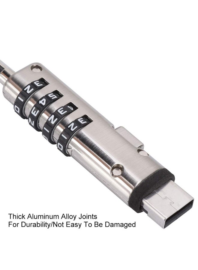 كابل قفل كمبيوتر USB، قفل أمان مضاد للسرقة بكلمة مرور 4 أرقام لأجهزة الكمبيوتر المحمولة - Image 2