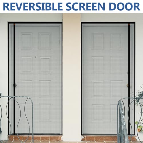 WochiTV Reversible Screen Door Mesh Fits Door Size 36 x 98, Left Right Side Opening Magntic Screen Door Screen Size 38" x 100", Top Anti-Tearing Mesh Net Curtain with Magnet - Image 3