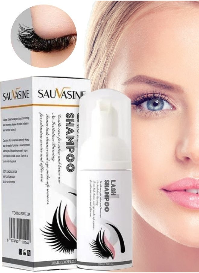 SAUVASINE - Lash Shampoo for Lash Extensions Eyelash Cleanser Lash Extensions Shampoo for Eyelash Care Non irritating for Salon and Home Use Makeup Remover Eyelash Extension Remover Nourishing Formula 30ml - Image 1