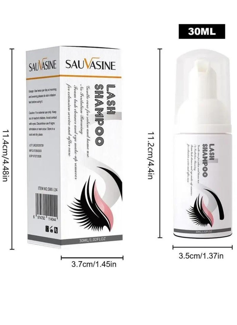 SAUVASINE - Lash Shampoo for Lash Extensions Eyelash Cleanser Lash Extensions Shampoo for Eyelash Care Non irritating for Salon and Home Use Makeup Remover Eyelash Extension Remover Nourishing Formula 30ml - Image 1