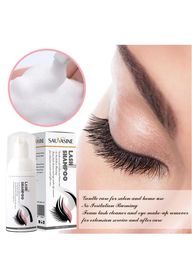 SAUVASINE - Lash Shampoo for Lash Extensions Eyelash Cleanser Lash Extensions Shampoo for Eyelash Care Non irritating for Salon and Home Use Makeup Remover Eyelash Extension Remover Nourishing Formula 30ml - Image 1