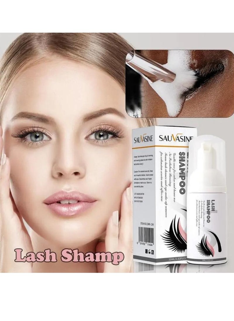 SAUVASINE - Lash Shampoo for Lash Extensions Eyelash Cleanser Lash Extensions Shampoo for Eyelash Care Non irritating for Salon and Home Use Makeup Remover Eyelash Extension Remover Nourishing Formula 30ml - Image 1