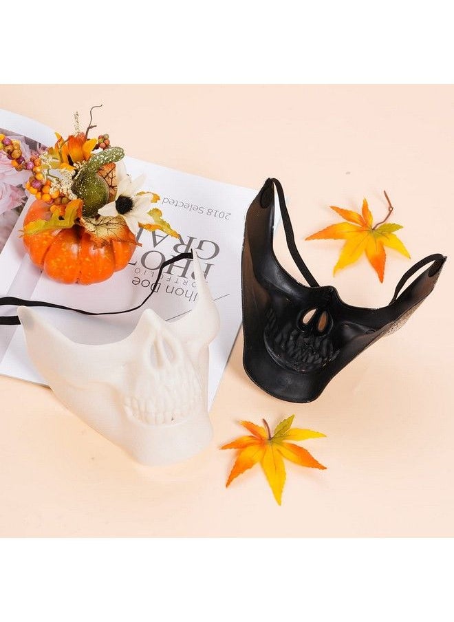 Yookat - 4 Pieces Halloween Masquerade Mask Skull Skeleton Mask Half Face Skeleton Mask Masquerade Masks Skull Masks For Halloween Masquerade Party (Large Gold Silver Black White) - Image 1