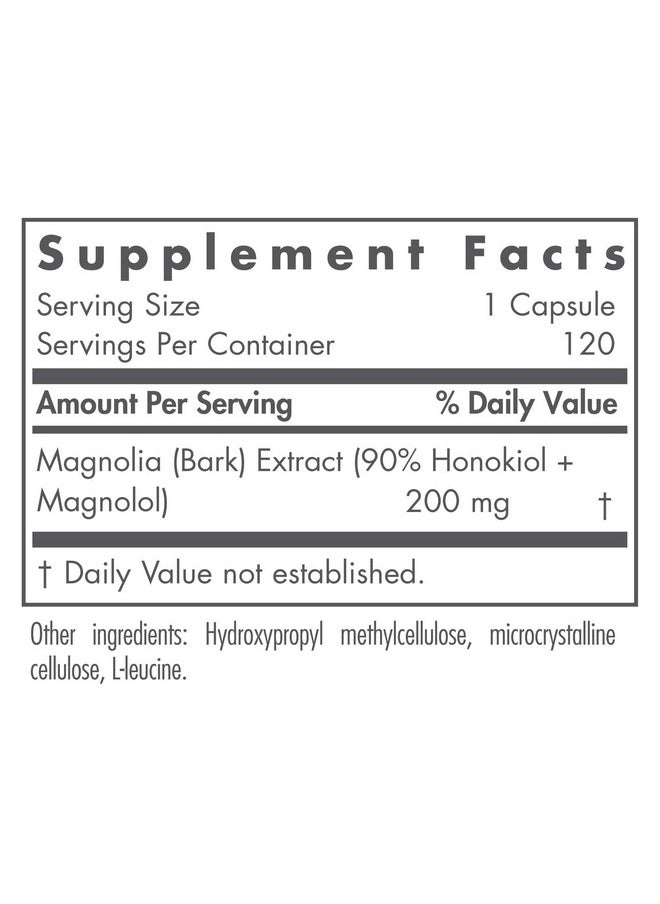 Nutricology - Magnolia Extract Stress And Sleep Support Cortisol Balance 120 Vegetarian Capsules - Image 1