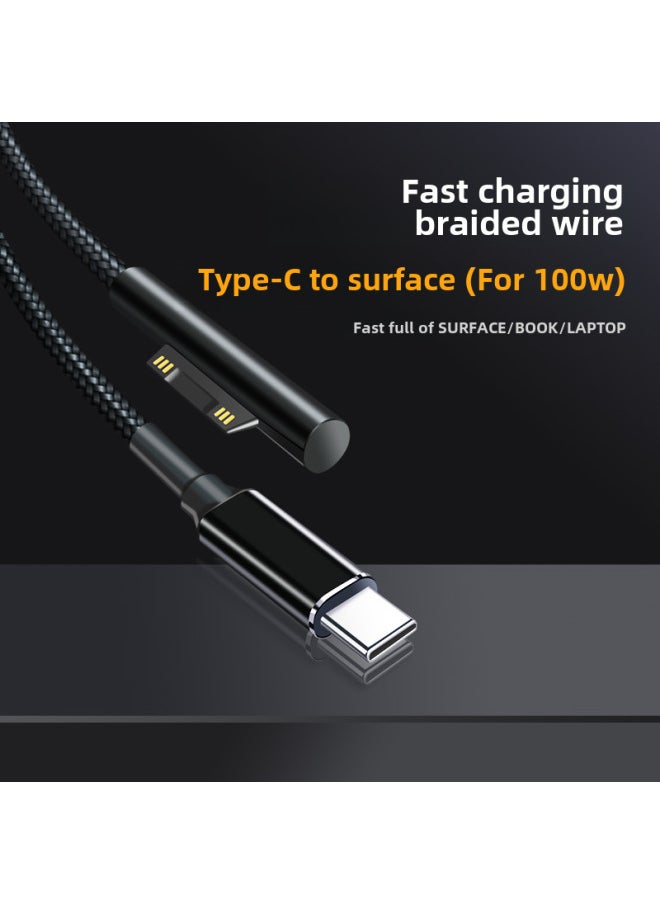 100wpd Fast Charging Type-c To Surface Pro 8/7/6/5/4 Computer Laptop Digital Power Cable-Color:C Mother To Microsoft Short Braided Line  - Image 1