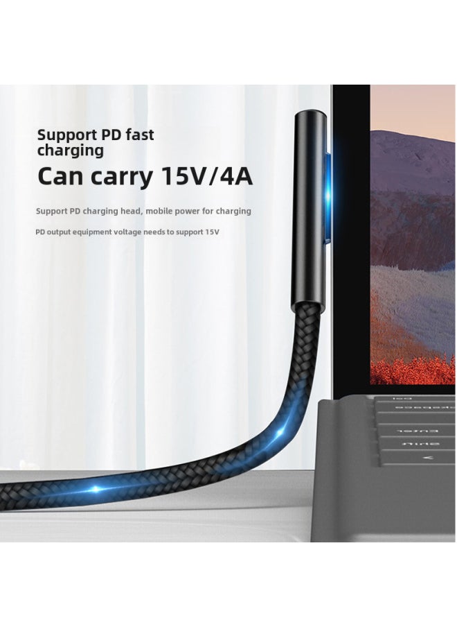 100wpd Fast Charging Type-c To Surface Pro 8/7/6/5/4 Computer Laptop Digital Power Cable-Color:C Mother To Microsoft Short Braided Line  - Image 2