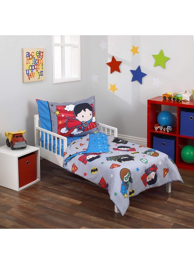 Warner Bros Warner Brothers Justice League 4 Piece Toddler Bedding Set Grey/Blue/Red/Black - Image 2