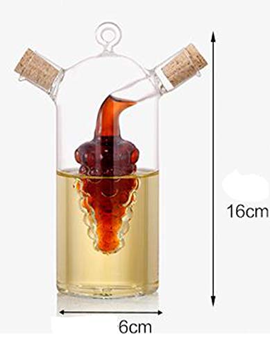 ELETON Grape Motif Oil and Vinegar Cruet Dispenser Bottle,Clear Borosilicate Glass 2 in 1 Olive Oil Vinegar Cruet with Cork Stoppers,Olive and Balsamic Vinegar Bottle - Image 4