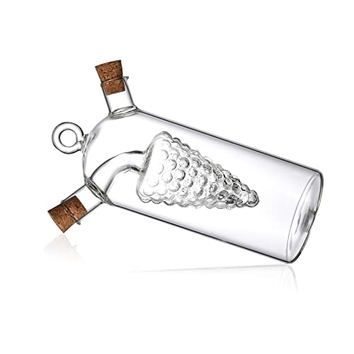 ELETON Grape Motif Oil and Vinegar Cruet Dispenser Bottle,Clear Borosilicate Glass 2 in 1 Olive Oil Vinegar Cruet with Cork Stoppers,Olive and Balsamic Vinegar Bottle - Image 5