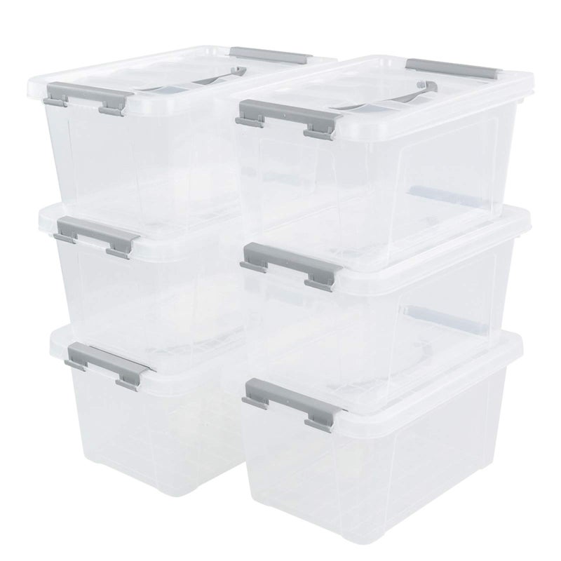 Qskely 6Pack 6 L Plastic Storage Containers Latch Storage Box with Lids