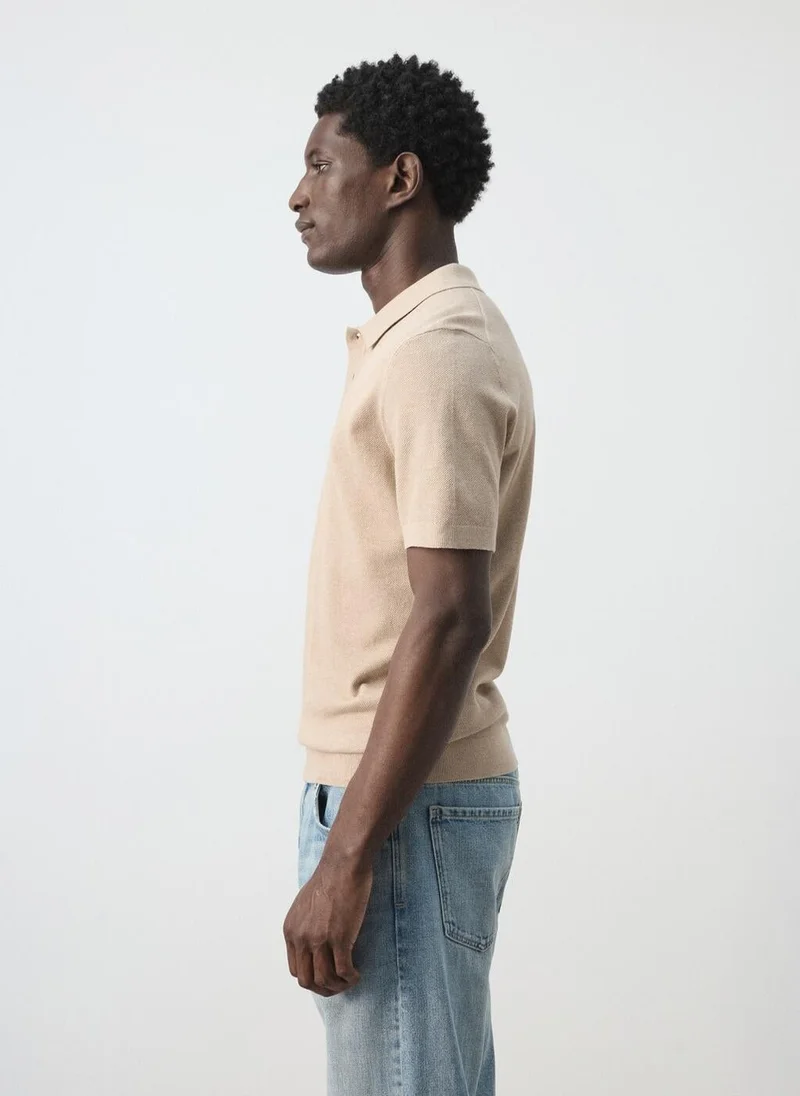 Mango Man  Fine knit polo shirt with microstructure for Men | Best Price UAE