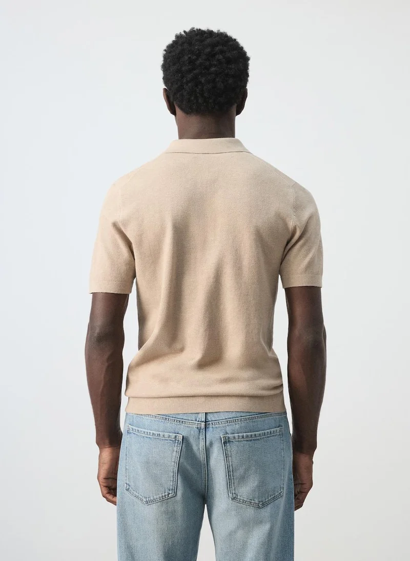مانجو مان Fine knit polo shirt with microstructure