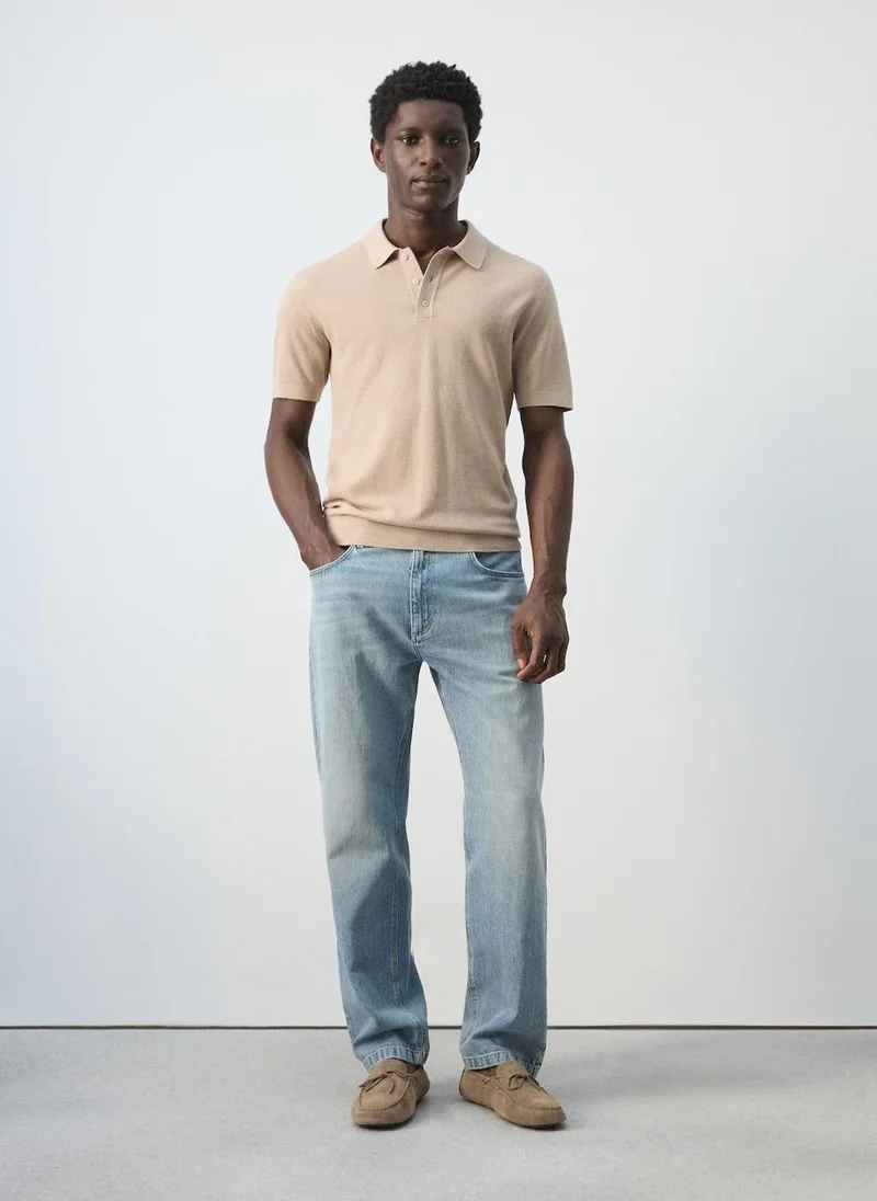 Mango Man  Fine knit polo shirt with microstructure for Men | Best Price UAE