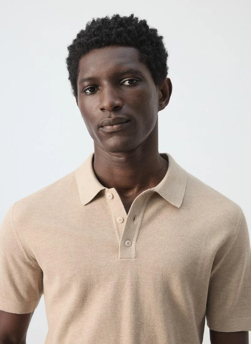 مانجو مان Fine knit polo shirt with microstructure