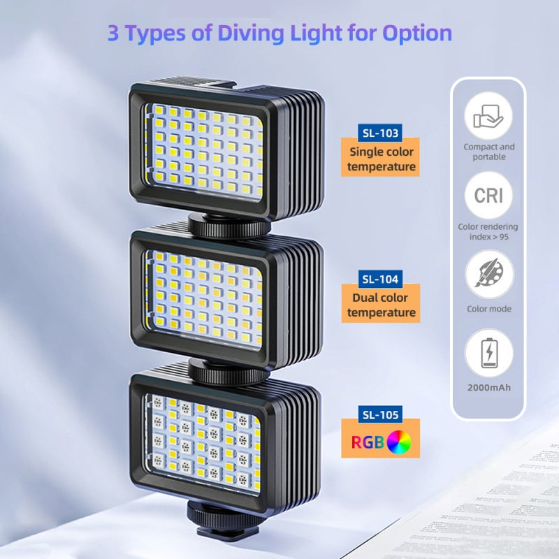 Underwater Fill Light: 40m Waterproof 2000mAh Long-lasting Battery, Portable Lightweight Adjustable 2500K-9000K Color Temperature Diving Light - Wide Compatibility Waterproof LED Light for Underwater - Image 5