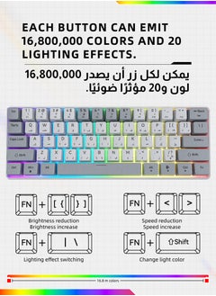 ULHYC 61 Keys Bicolor RGB Gaming Mechanical Keyboard with English Arabic & Ergonomic Design and Waterproof with Anti-ghosting keyboard Mini Gaming Keyboard High-performance keyboard for Gamers  - Image 3