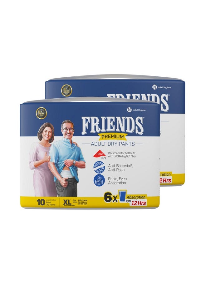 Friends Premium Adult Diapers Pants Style - 20 Count (Extra Large) with odour lock, Unisex, Leakproof, Elastic Waist and Anti-Bacterial Absorbent Core - Waist Size 30-56 inch; 76-142 cm - pzsku/ZA74B54A25883737FECC0Z/45/_/1737720612/b81c065f-4e55-45a1-bbc0-af0ee5e801a5