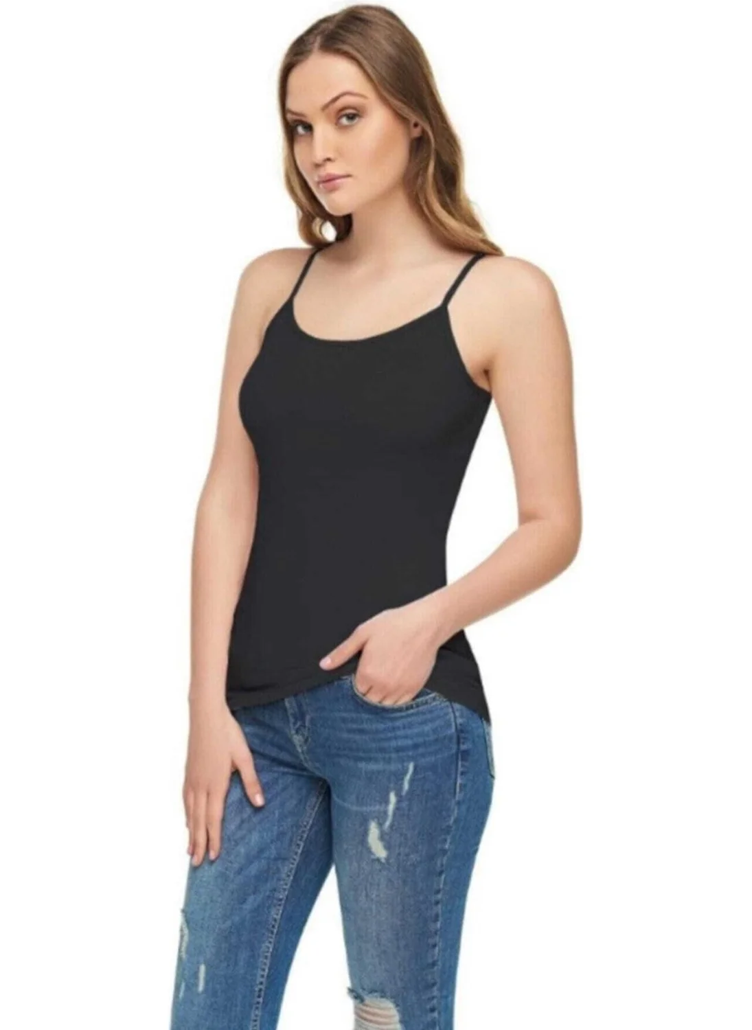Tutku Passion Elite Women's Rope Suspender Undershirt 2-Pack Black-White