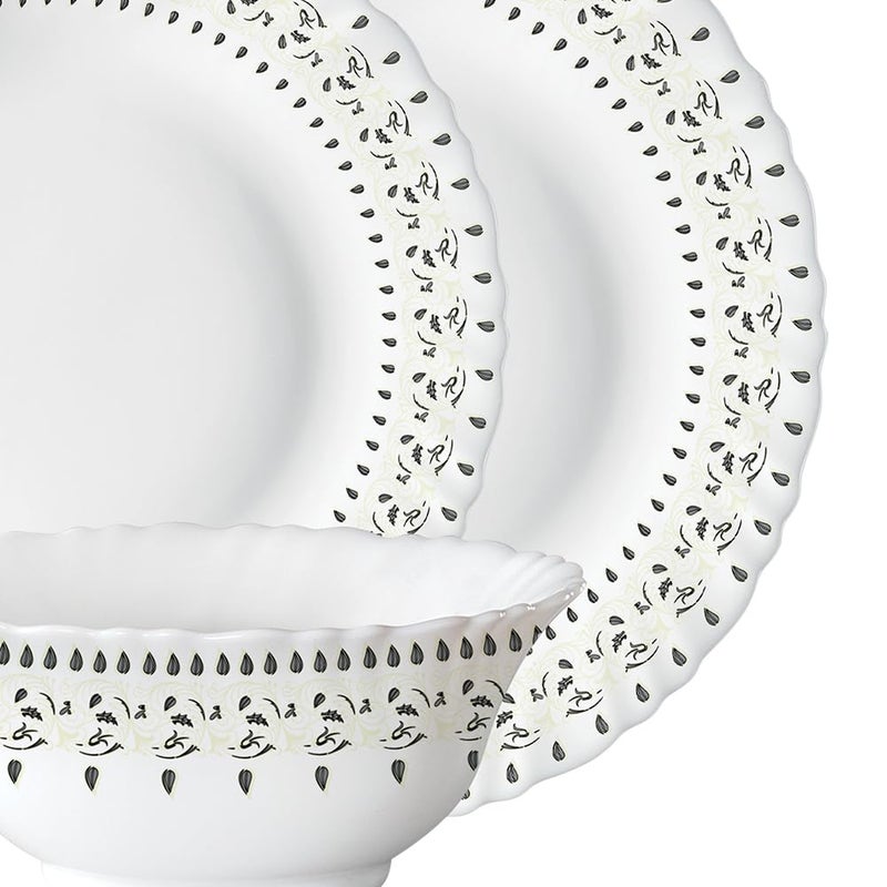 LARAH BY BOROSIL Larah by Borosil Ora Gold Fluted Series Opalware Dinner Set | 40 Pieces for Family of 6 | Microwave & Dishwasher Safe | Bone-Ash Free | Crockery Set for Dining & Gifting | Plates & Bowls | White - Image 3