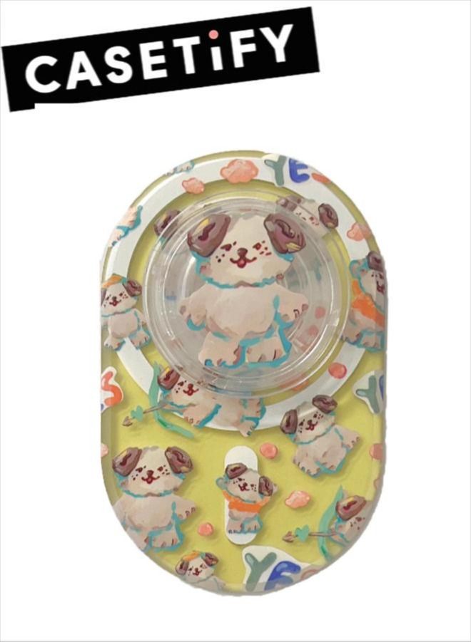 Casetify Cute Dog Phone Grip Stand Compatible with MagSafe, MagSafe Phone Grip Holder, Wireless Charging Compatible Yellow - Image 1