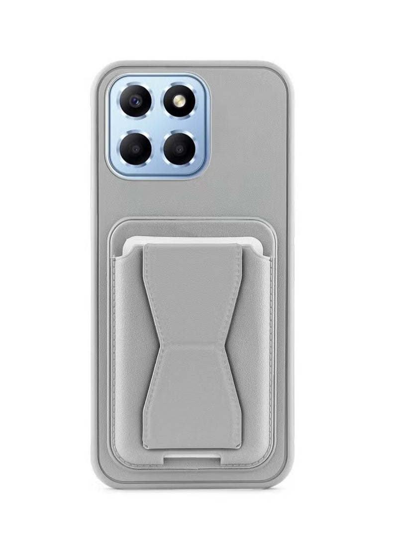 Leather Wallet Case Compatible with Honor X7C, Leather Back Cover With TPU Frame, Shockproof Protective Phone Case with Card Holder Stand