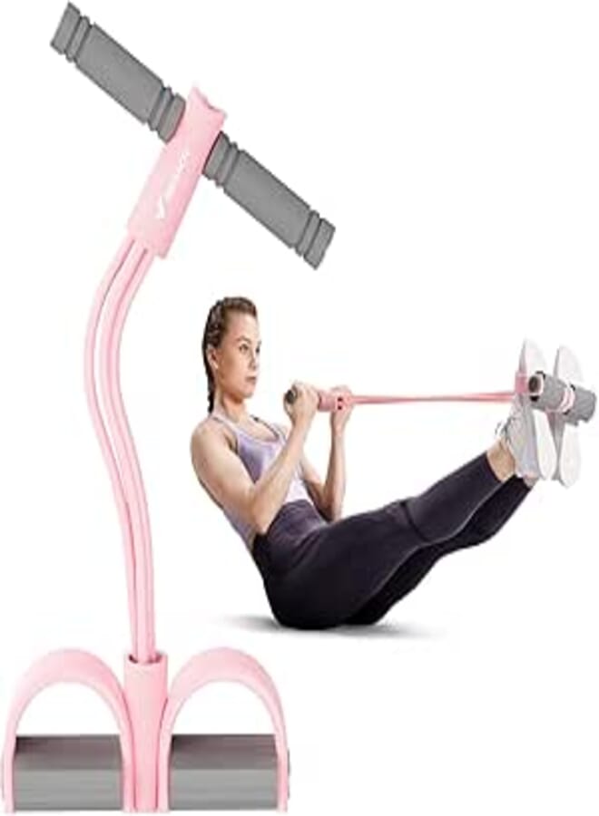 MERACH Foot Pedal Resistance Band, Multifunctional Pedal Puller Resistance Rope, Fitness Pedal Puller Rope for Leg, Core, Arm, and Back Exercises (Pink)