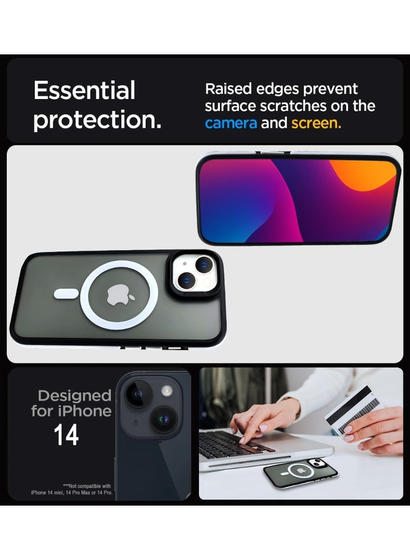 زاديوس جراب هاتف متوافق مع ايفون 14 - مقاوم للصدمات باللون الأسود غير اللامع مع لمسات بيضاء متوافق مع الشواحن اللاسلكية - Image 4