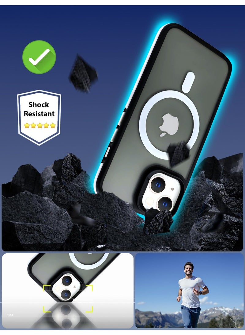 زاديوس جراب هاتف متوافق مع ايفون 14 - مقاوم للصدمات باللون الأسود غير اللامع مع لمسات بيضاء متوافق مع الشواحن اللاسلكية - Image 5