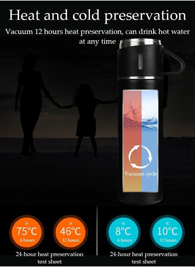DUNISO 500ml stainless steel vacuum insulated bottle, coffee cup with 2 stainless steel cups, portable water cup suitable for hot and cold outdoor travel gift box  - Image 5