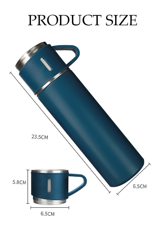 DUNISO 500ml stainless steel vacuum insulated bottle, coffee cup with 2 stainless steel cups, portable water cup suitable for hot and cold outdoor travel gift box  - Image 2