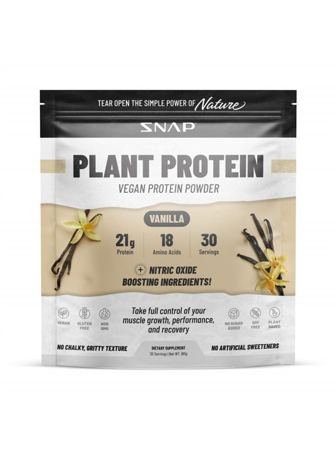 SNAP SUPPLEMENTS Organic Plant Based Vegan Protein Powder by Snap Supplements - Nitric Oxide Boosting Protein Powder, Vanilla Bean, BCAA Amino Acid for Muscle Growth, Performance & Recovery - 30 Servings - Image 1