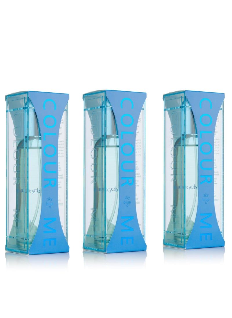 COLOUR ME Sky Blue Eau De Parfum for Women 100ml x 3pcs Combo - Long-Lasting Fragrance  - Image 1