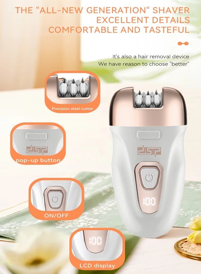DSP 3-in-1 Epilator for Women,Epilators Hair Remover with 3 Replaceable Trimmer Head & 2 Speeds,30Tweezers & LCD Display,Rechargeable Cordless Electric Lady Shaver & Trimmer for  Face Legs Arms Armpit Bikini,9000RPM 70455 - Image 5
