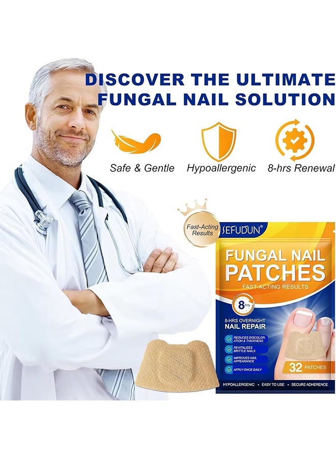 Sefudun Fungal Nail Patches,Toenail Fungus Treatment Extra Strength - Toe Nail Fungus Treatments for Men and Women, Overnight Renewal Nail Repair Patches,32 Pcs - Image 3