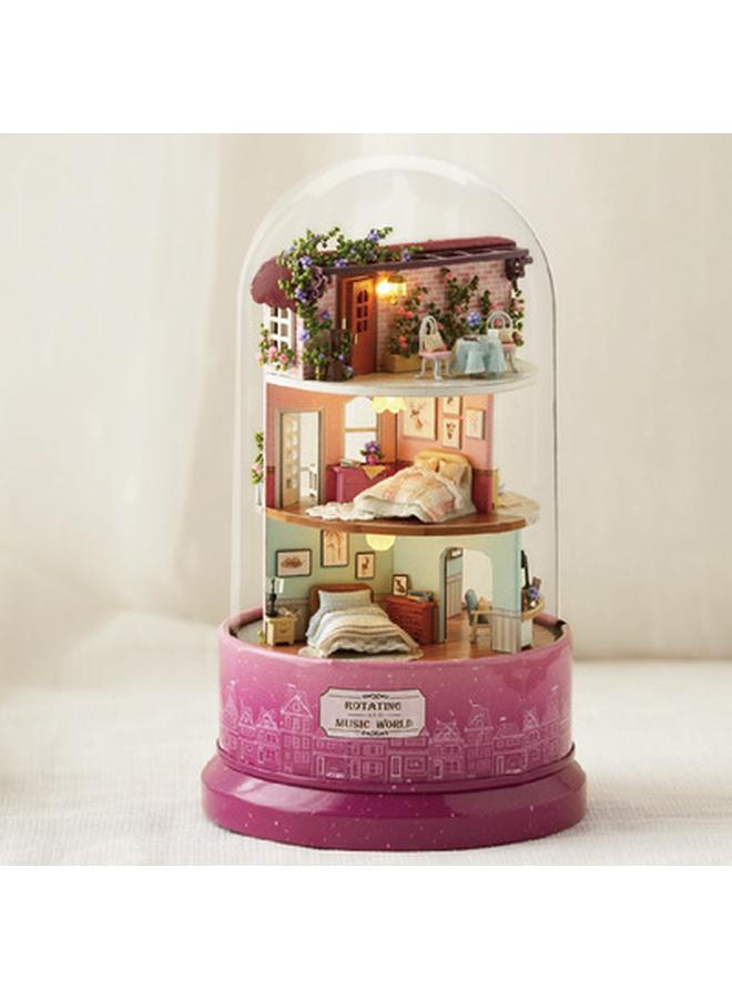 Bluejw Zhiqu House Diy Cabin Handmade Rotating World Villa Creative Music Assembled Model Toys Girlfriend Gift - Image 1