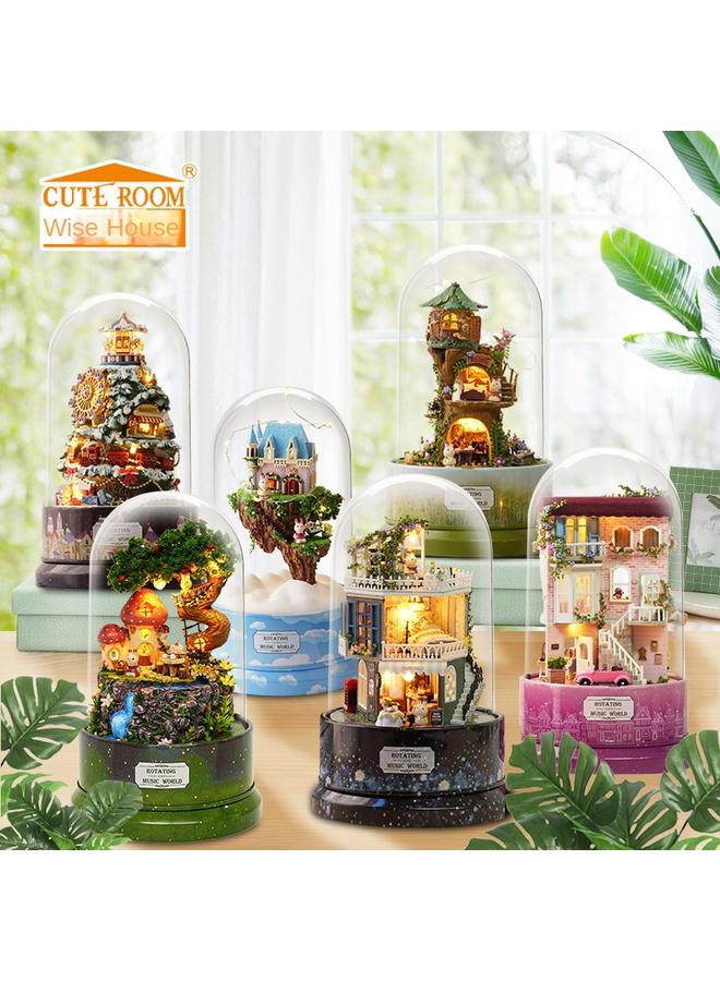 Bluejw Zhiqu House Diy Cabin Handmade Rotating World Villa Creative Music Assembled Model Toys Girlfriend Gift - Image 2